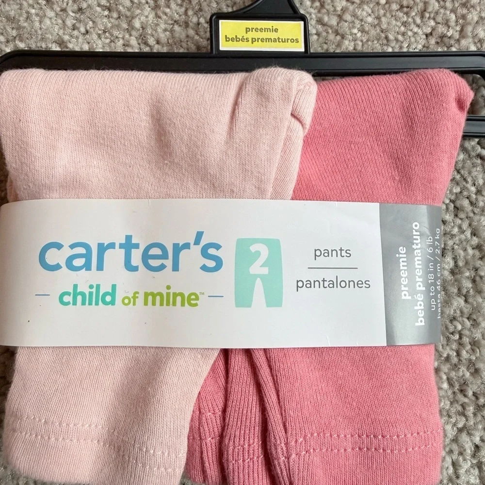 NWT Carter’s bundle of three- 2-Packs (6 pair total) preemie pants 100% cotton